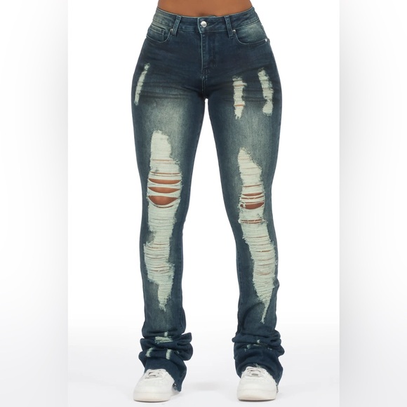 Rockstar Original Denim - •Got A Crush• Rockstar Original Dark Wash Distressed Super Stacked Jean